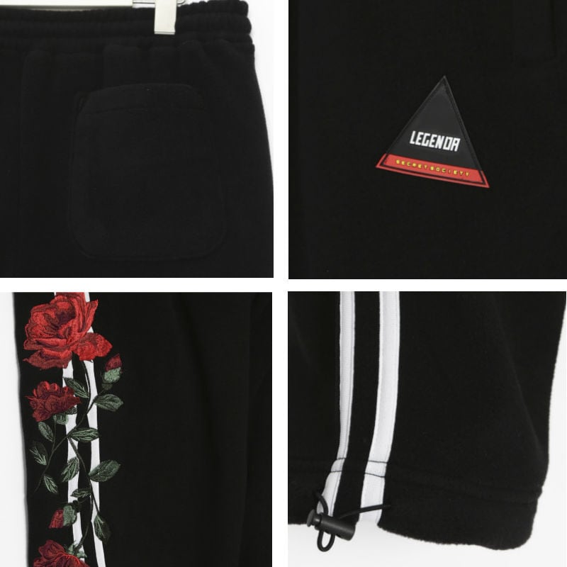 50％OFF】LEGENDA【レジェンダ】Rose Embroidery Side line Fleese