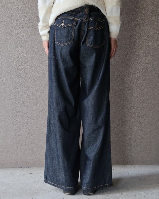 stitch wide straight denim