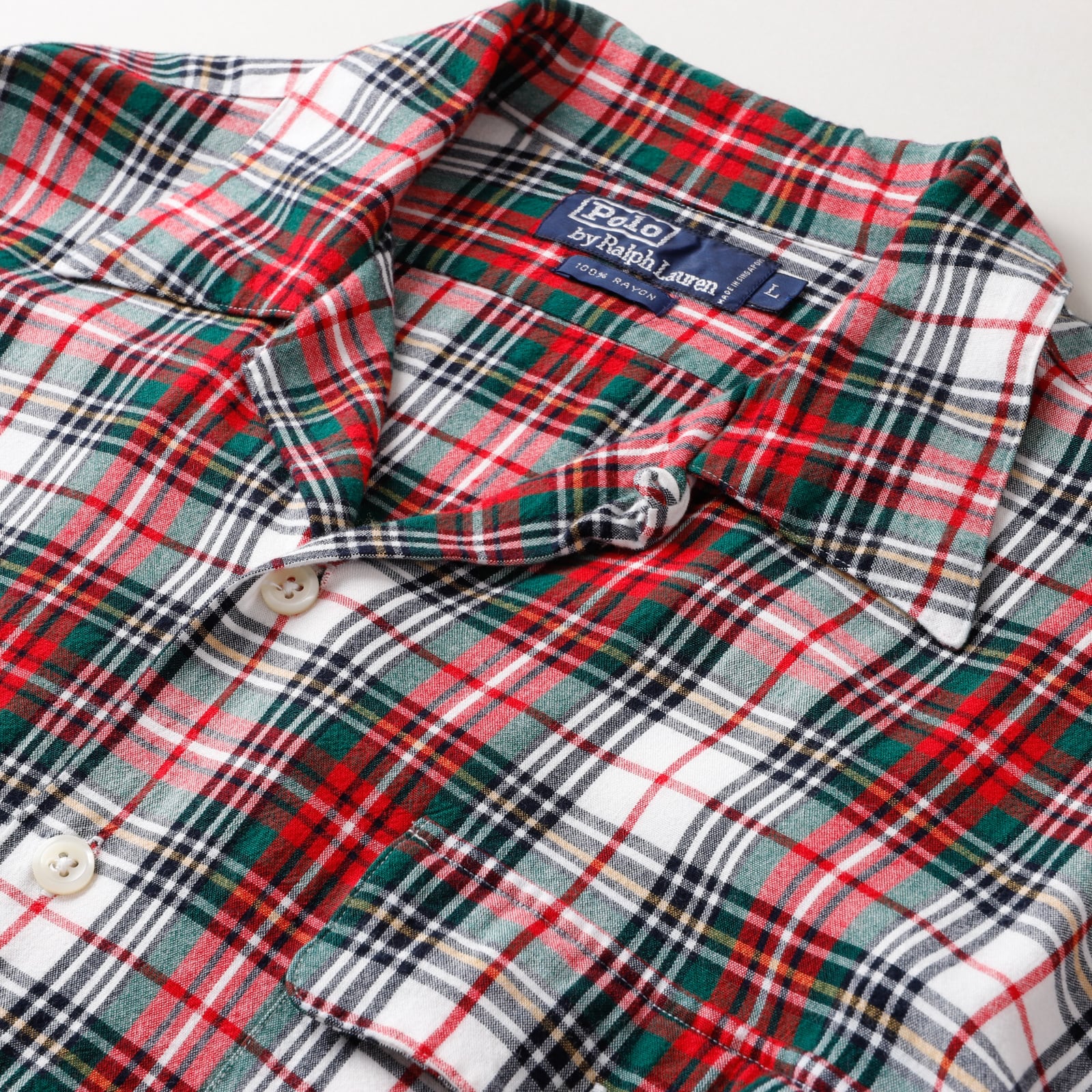 極美品】80s Ralph Lauren special rayon open collar shirt big size