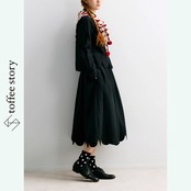 【2color】大人可愛いスカラップヘムロングスカート P0090