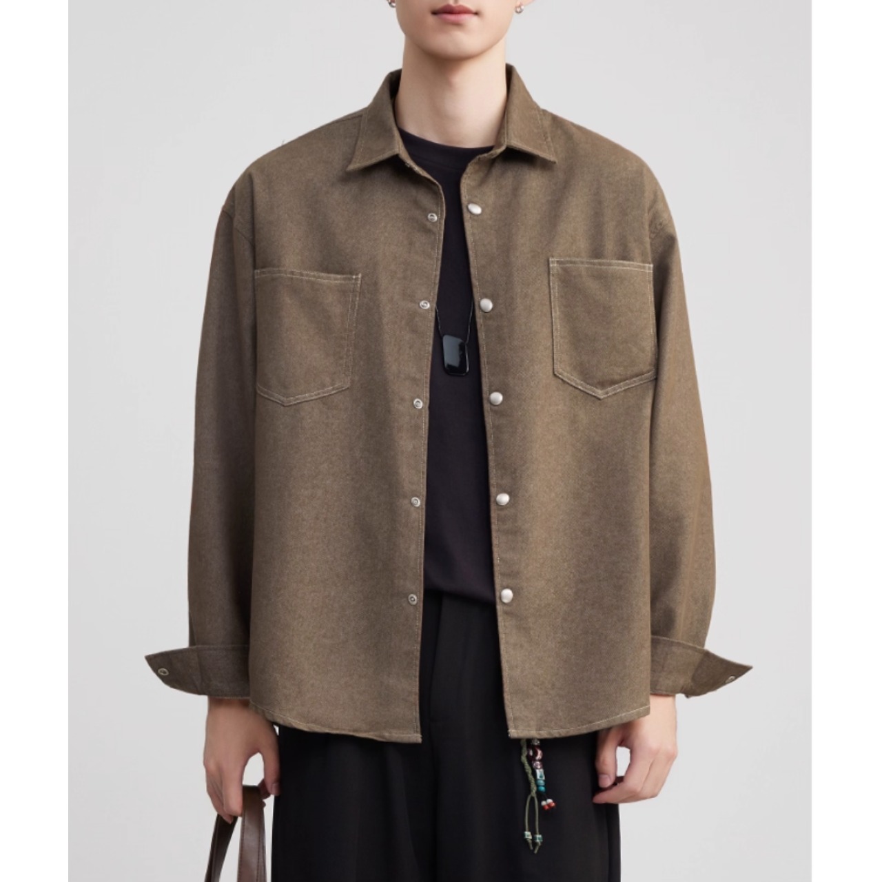 ロングスリーブ オープンカラーシャツ af0354