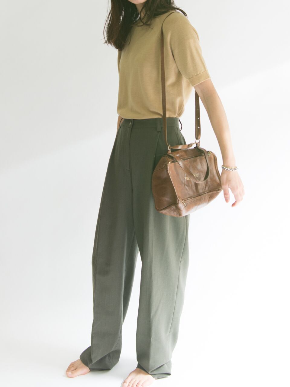 【Made in Italy】Vegitable tanned leather shoulder bag（イタリア製 レザーショルダーバッグ）1c