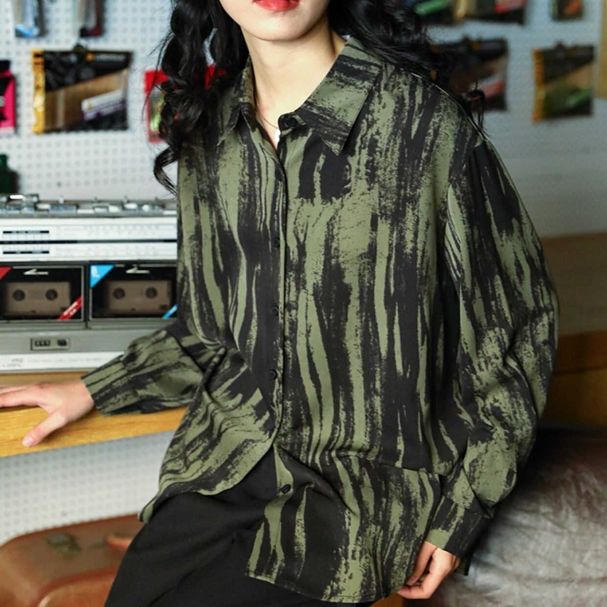 レトロプリントシャツ【G3382】