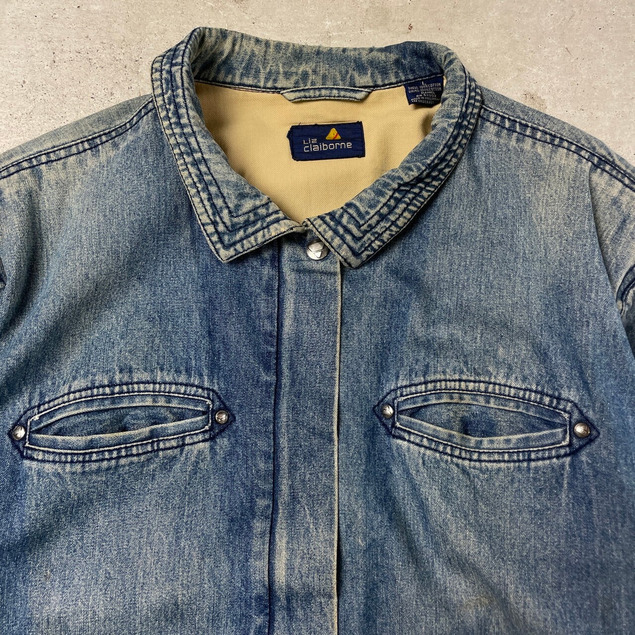 90'sビンテージ古着！ELISABETH A LIZ CLAIBONE ベスト 80〜90年代 Liz Claiborne フルジップ デニムジャケット メンズXL相当