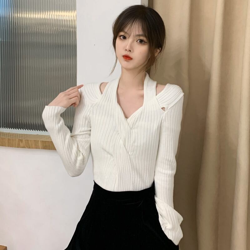 ブラックセーター スプリングオータムスリムトップス ロング 春物 秋物 1号婦人2468750147