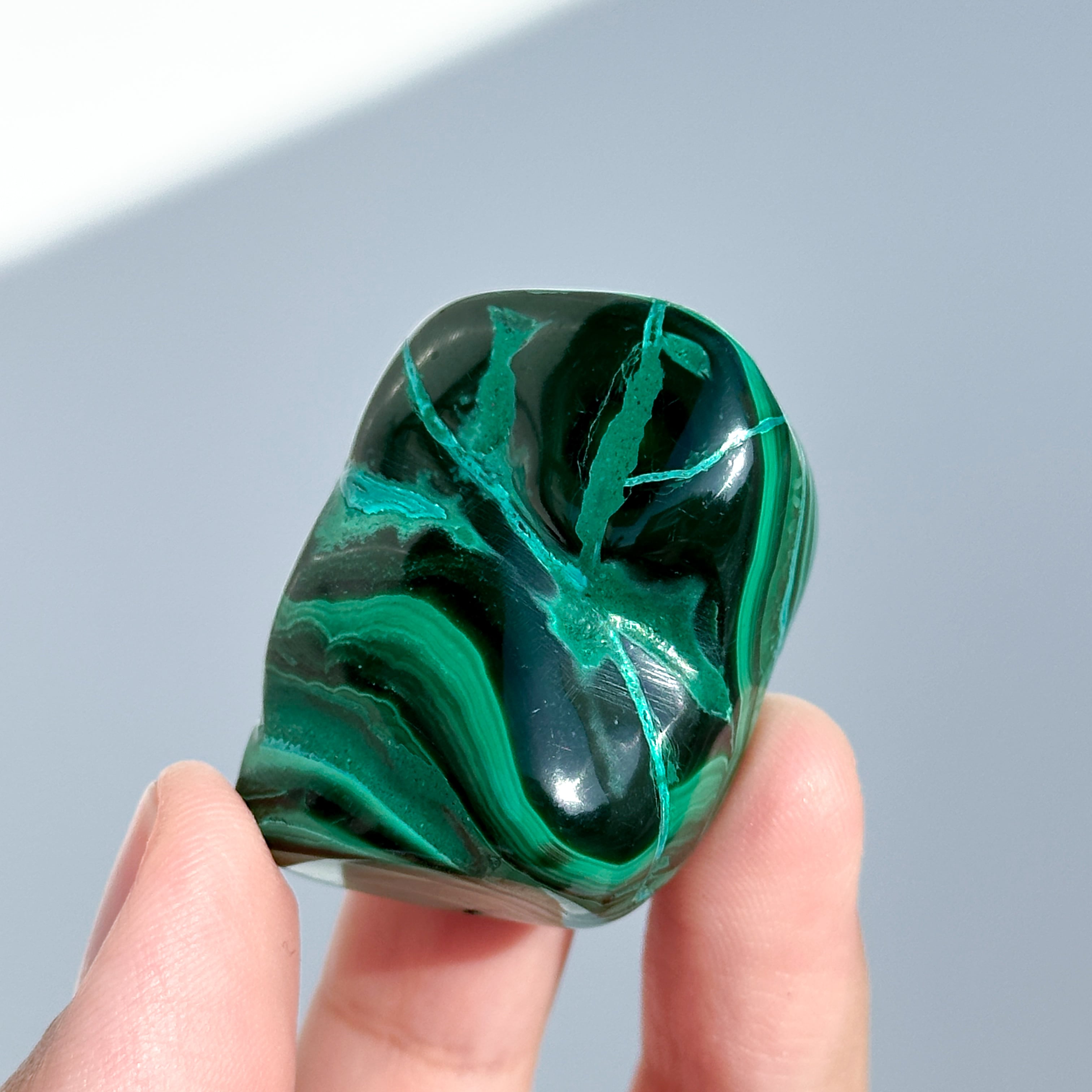 マラカイト with クリソコラ(マラコラ) タンブル08◇ Malachite with Chrysocolla ◇天然石・鉱物・パワーストーン