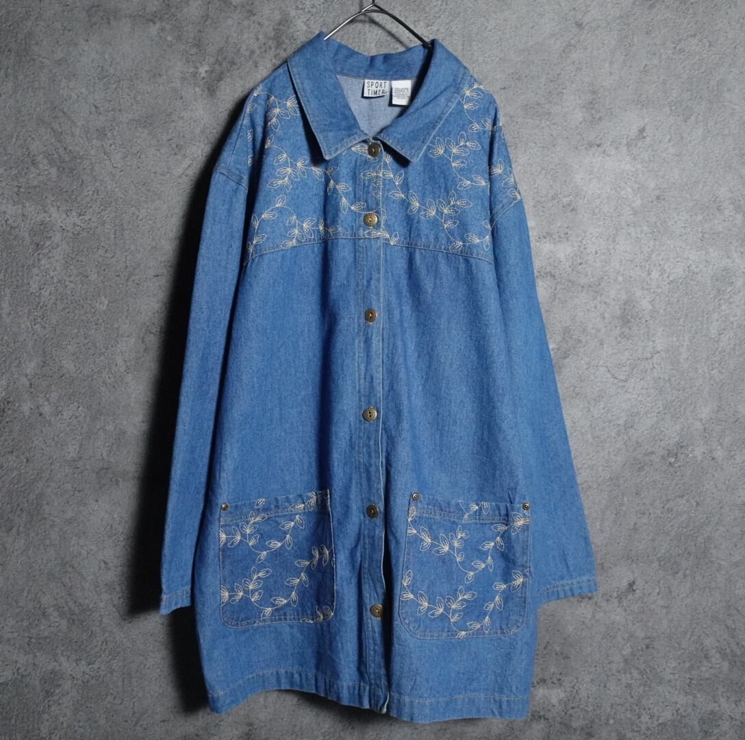 Embroidery design denim shirt jacket