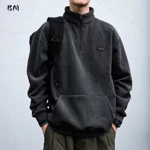 Corduroy Half-Zip Pullover T-Shirt【B0510】