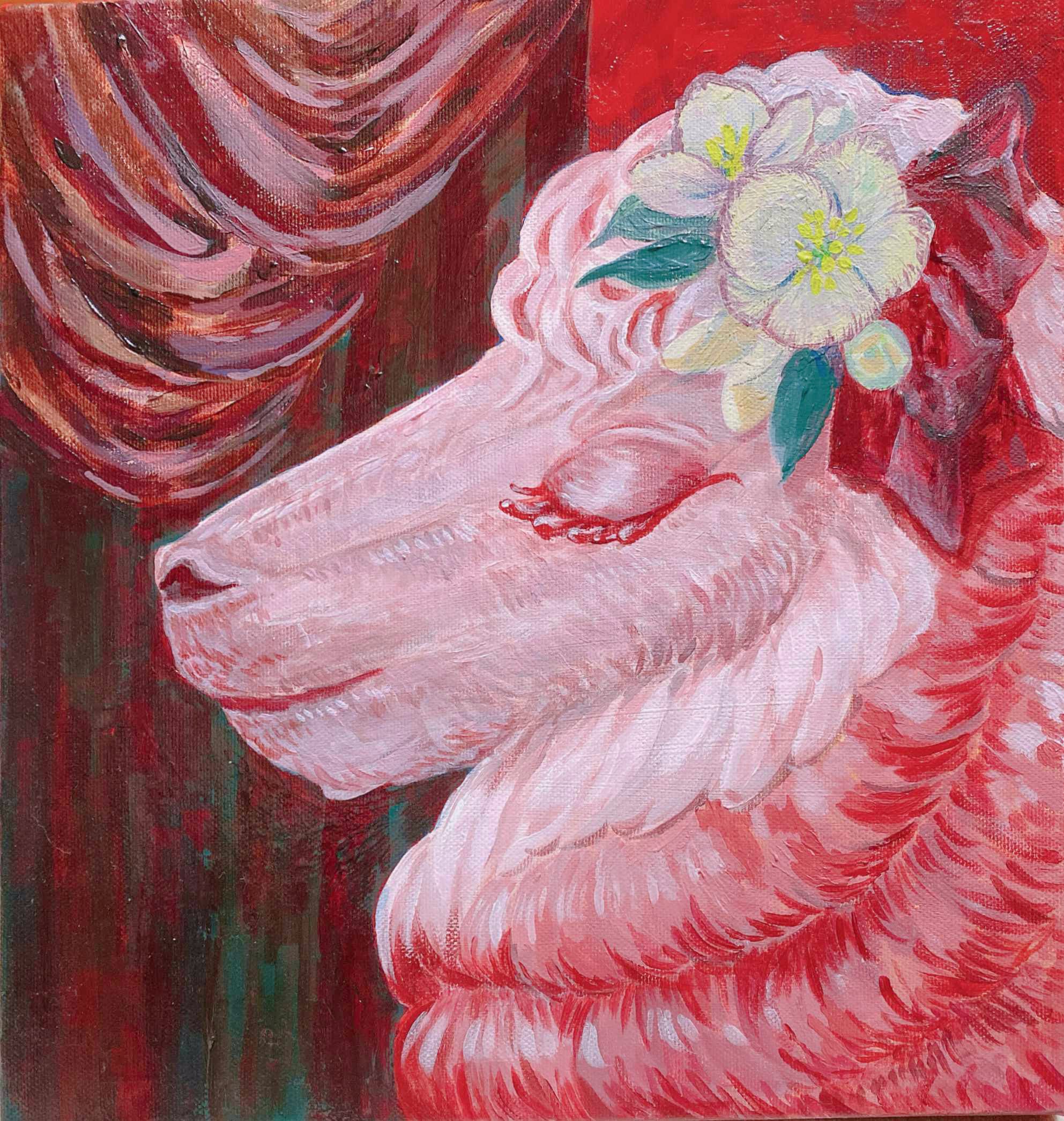 アクリル画 原画 「星降る夜のクリスマス05」額縁付き SMサイズ 風景画