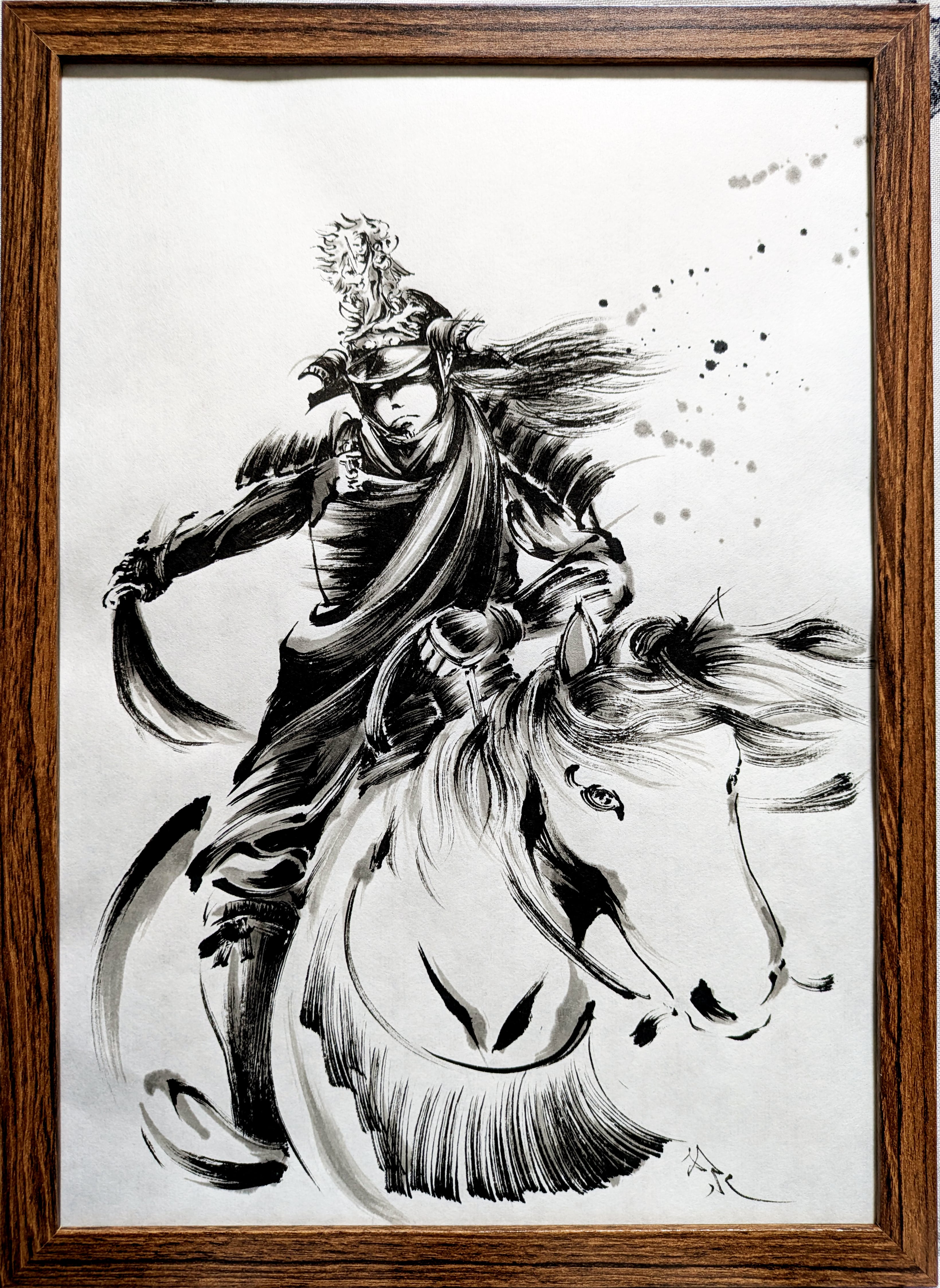 墨で描いた上杉輝虎 飯綱権現の兜