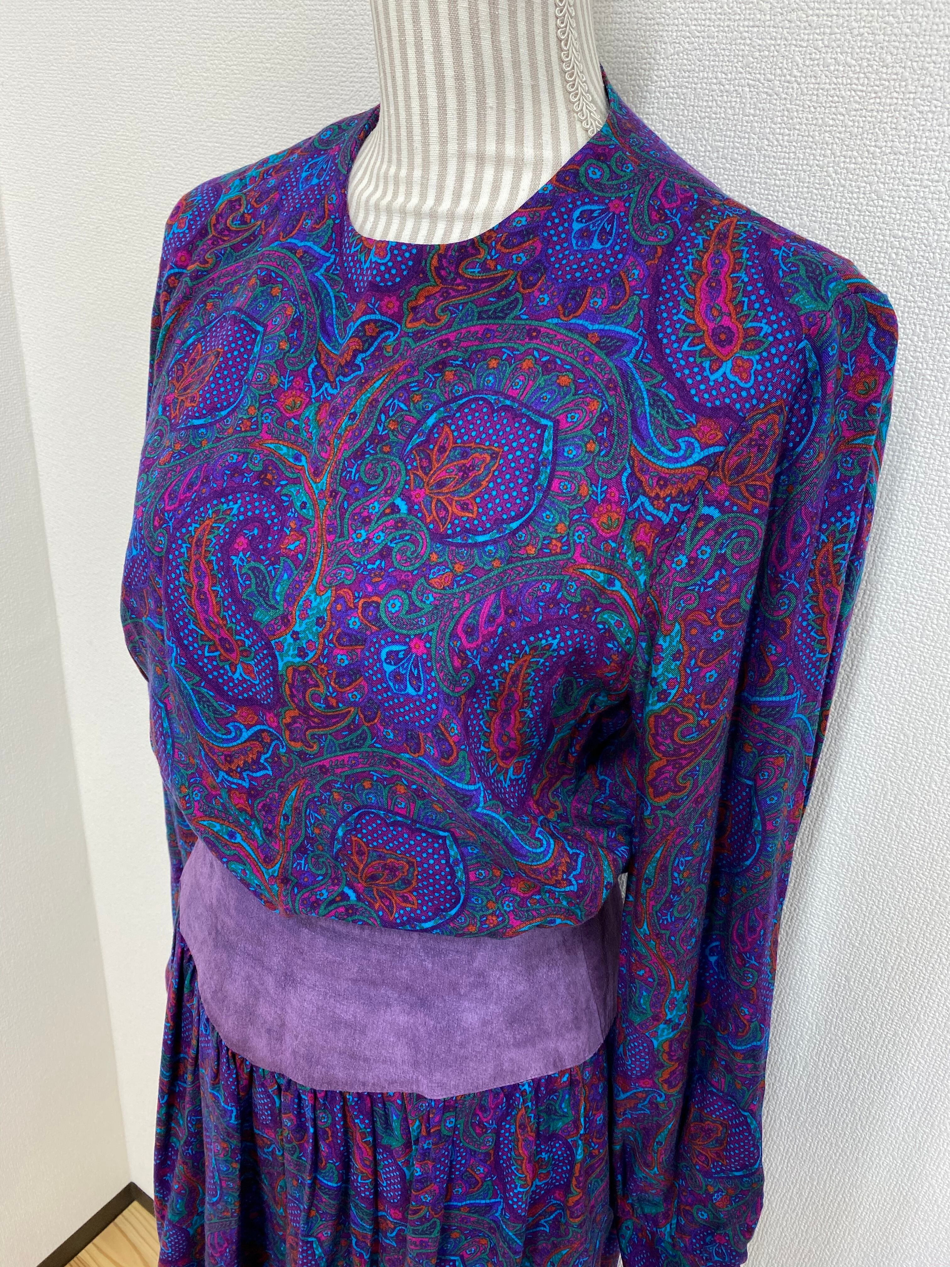 【devid warren】paisly × suède dress