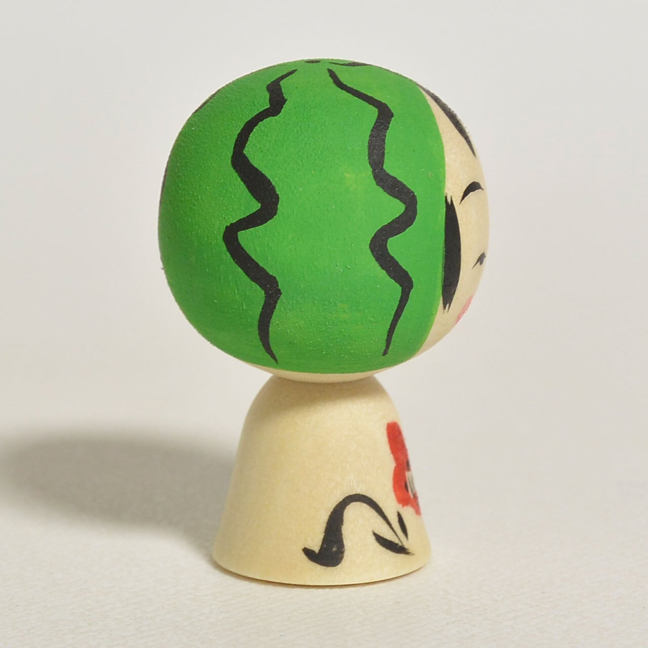 小さなスイカちゃんこけし 約1寸 約3.5cm 鈴木明 工人（作並系）#2464