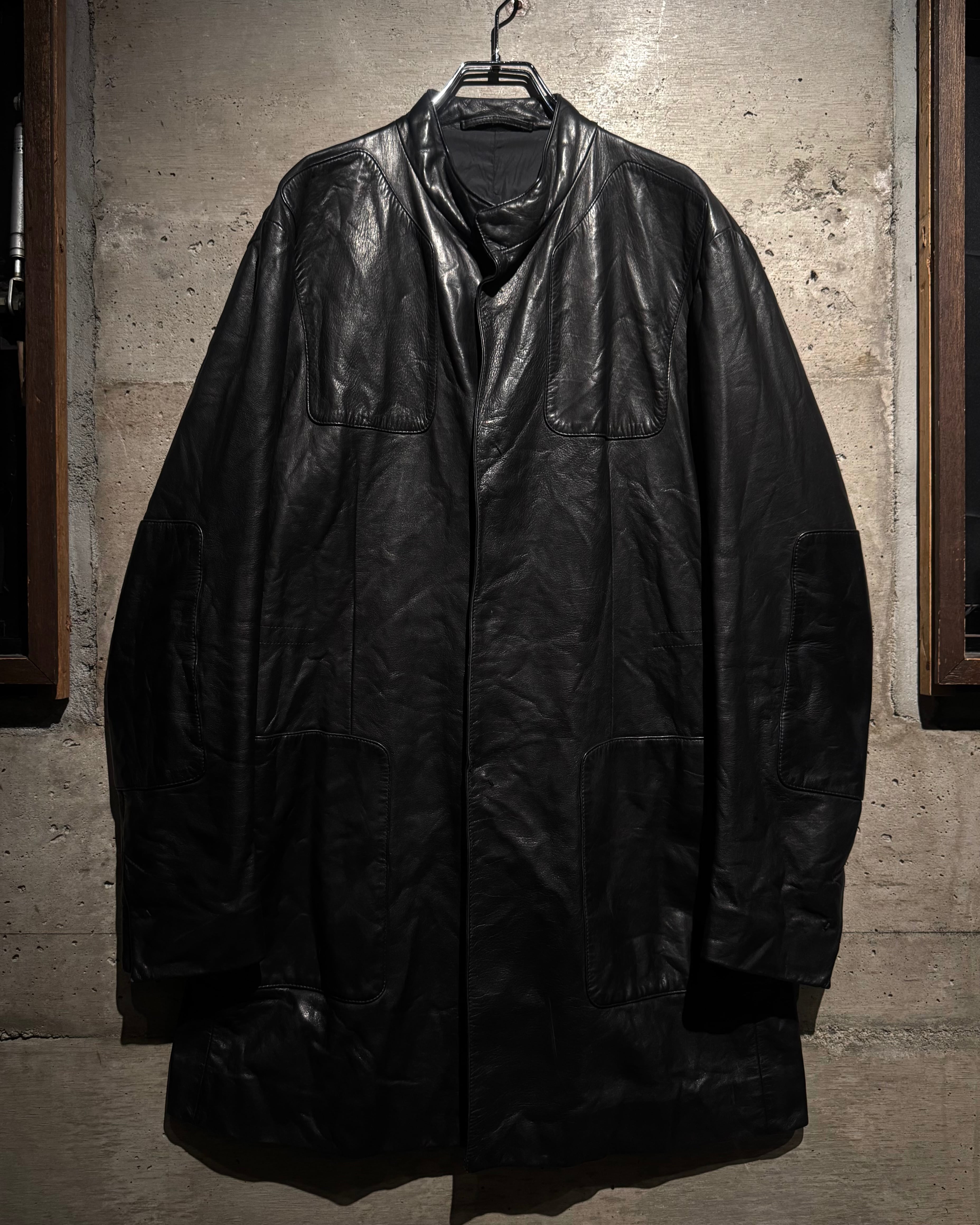 Caka】“JIL SANDER” Vintage Minimal Stand Collar Leather Half Coat