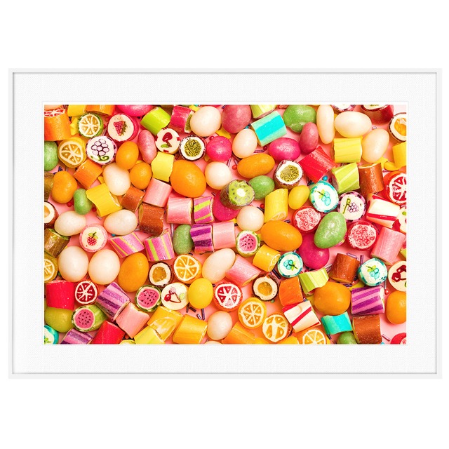 カラフルな写真 キャンディー インテリアアートポスター額装 AS2029