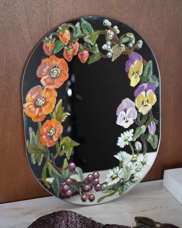 hand paint Miller L size pansy poppy
