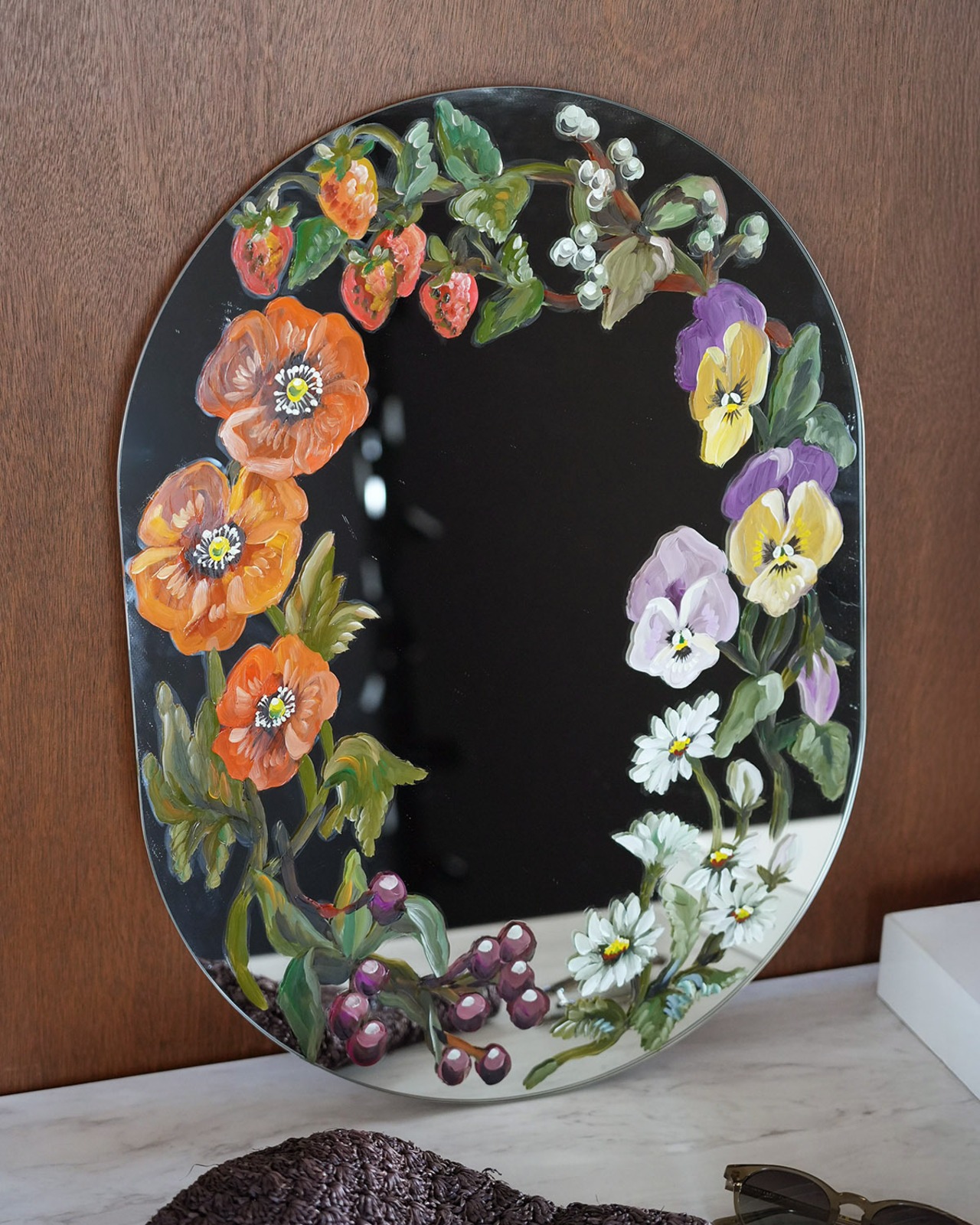 hand paint Miller L size pansy poppy