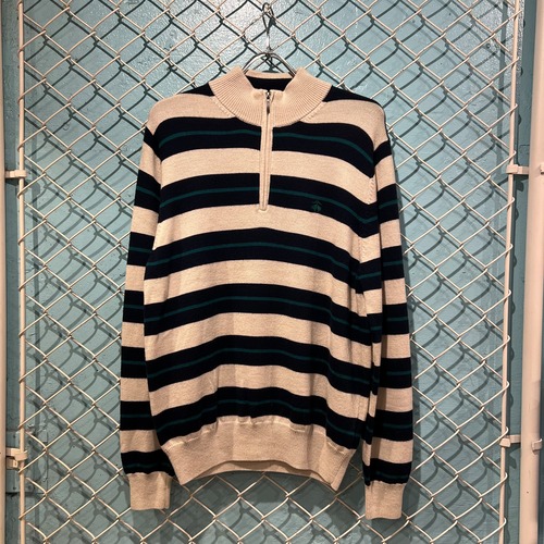 Brooks Brothers - Striped half zip knit sweater