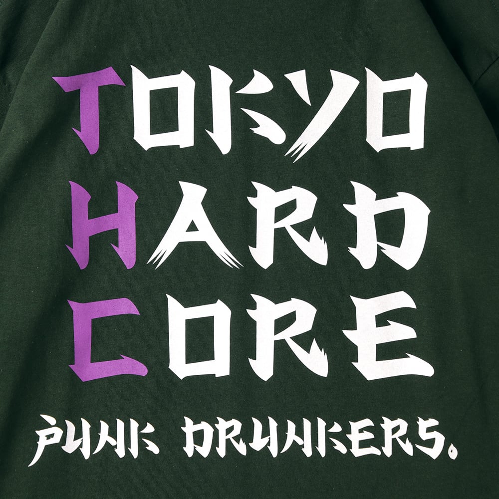 PUNKDRUNKERS PDS×NUMB / ハードコアロンTEE / BLACK D.GREEN
