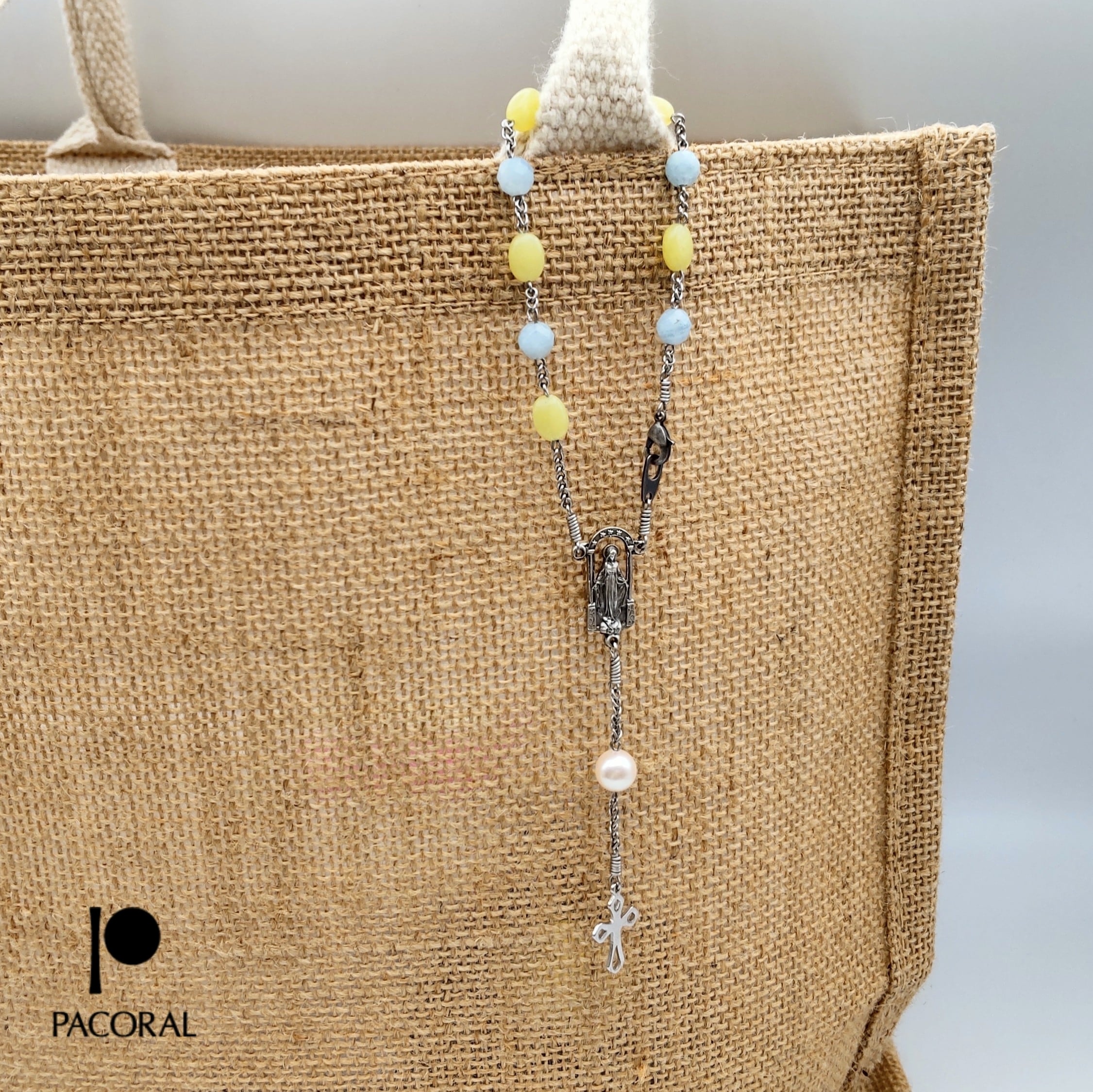 Rosary charm-祈り-【aquamarine × olive jade】 | PACORAL