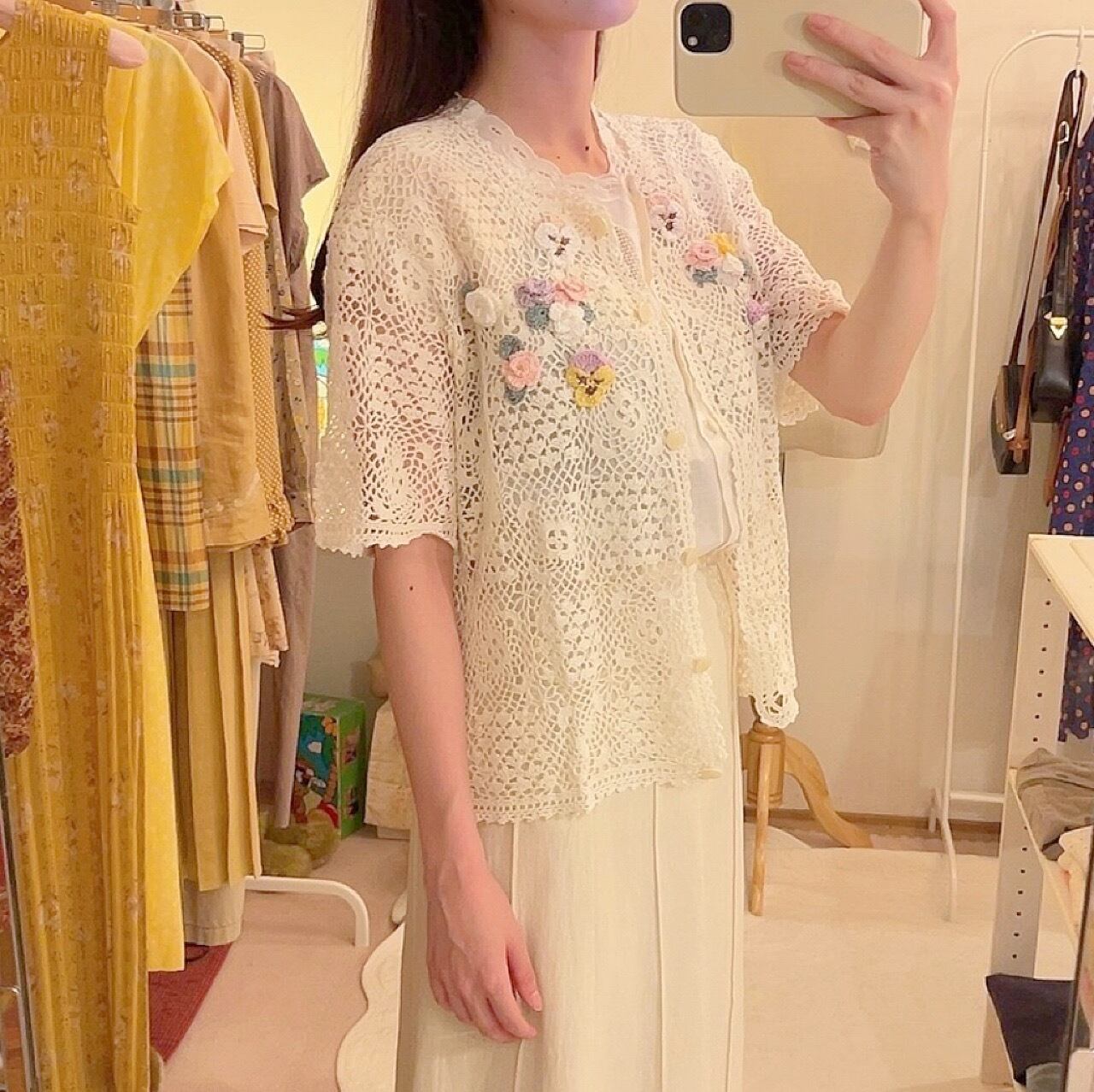 remake : flower fall crochet knit cardigan