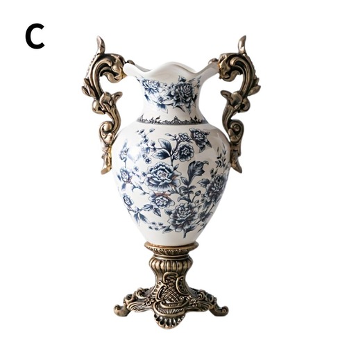 花瓶 フラワーポット ゴールド エレガント ゴージャス 花柄 ピンク ブルー ゴールド ホームインテリア