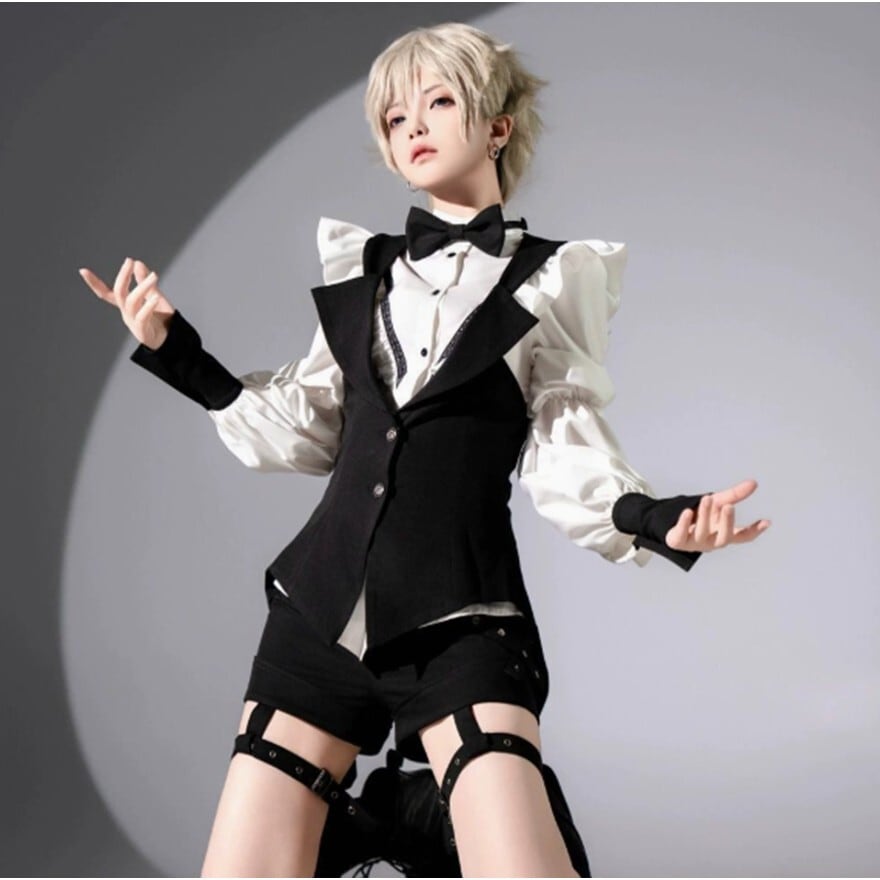 王子系 燕尾ベスト×姫袖ブラウス ショートパンツ3点衣装