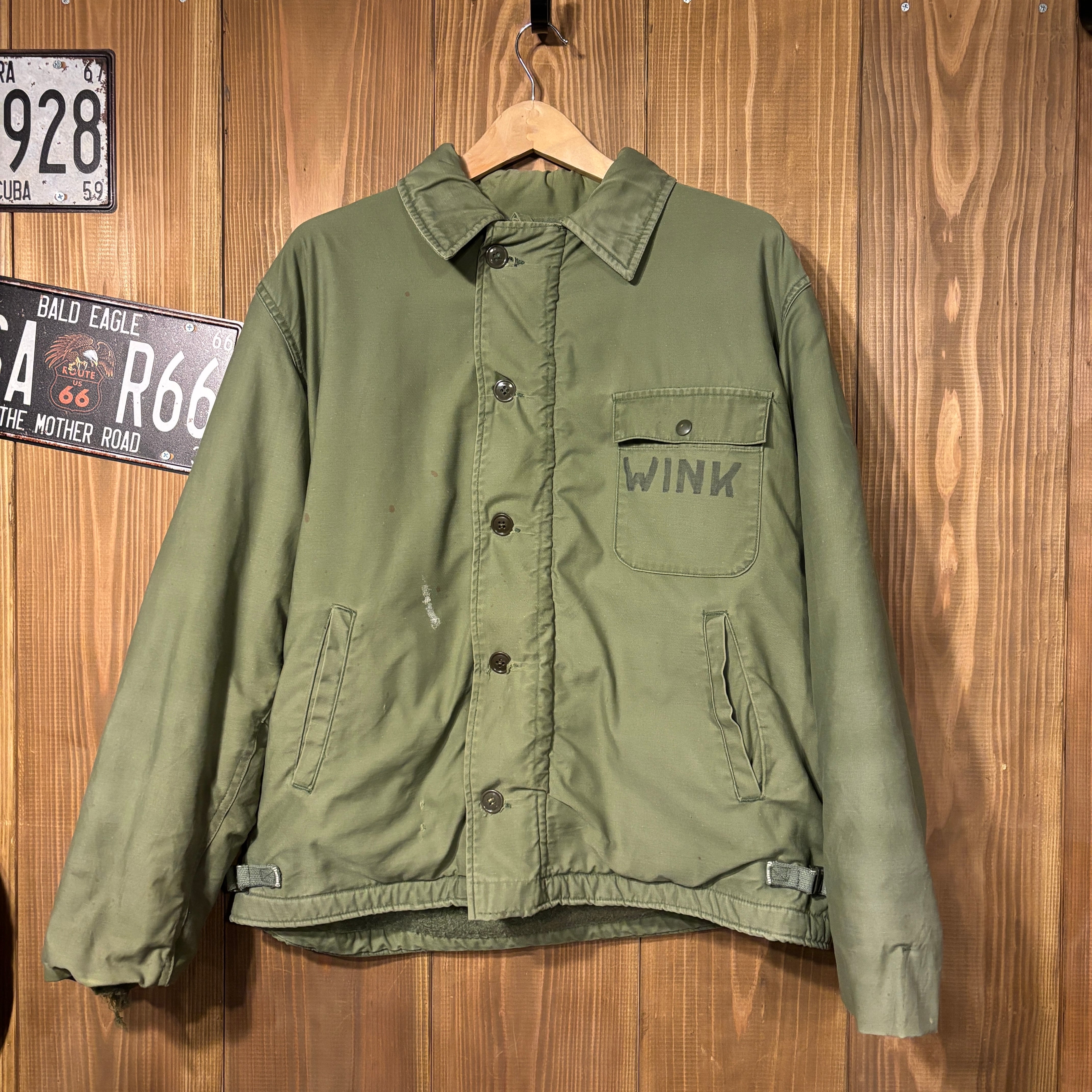 80s 米軍 実物 A-2 デッキジャケット ミリタリー ヴィンテージ L USN