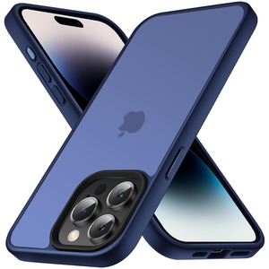 【数量限り】COSOIK iPhone 15 Pro 用 ケース 半透明 衝撃吸収 米軍MIL規格取得 マット感 黄ばみなし レンズ全面保護 耐衝撃ストラップホール付き 6.1インチ アイフォン 15 Pro用カバーラネイビー