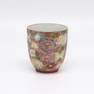 【九谷焼 大志窯】金花詰 湯呑（淡墨）