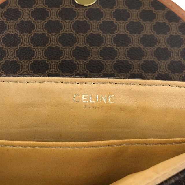 CELINE セリーヌ マカダム ショルダーバッグ ブラウン ブラゾン PVC レザー ミニバッグ vintage ヴィンテージ オールド a4uyd7