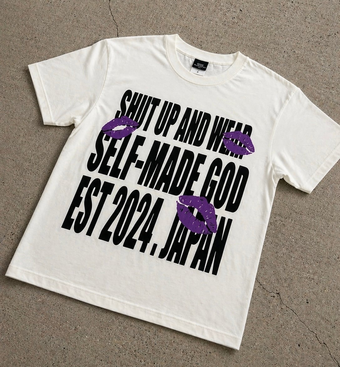 SHUT UP AND WEAR SELF-MADE GOD EST 2024 . JAPAN」**限定purple