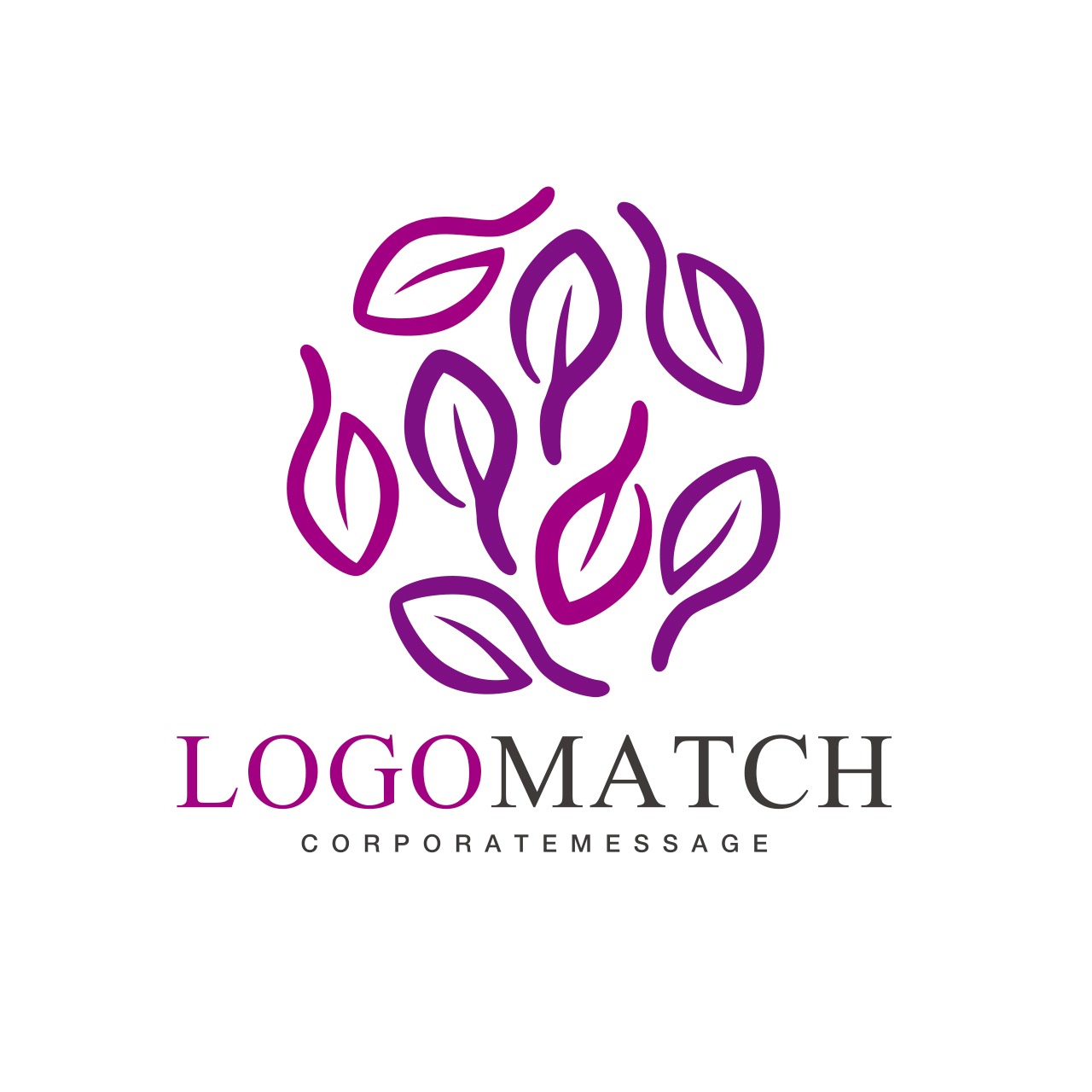 ナチュラルな葉を集めてのロゴ