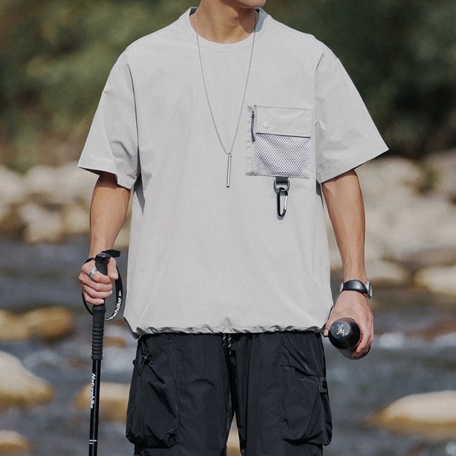 メッシュポケット付き五分袖Tシャツ　　A18659