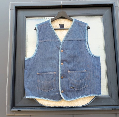 70's sears roebucks denim boa vest 小岩店