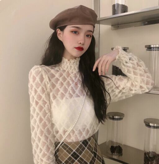 春秋新作 レディース トップス シャツ 長袖 インナー シースルー