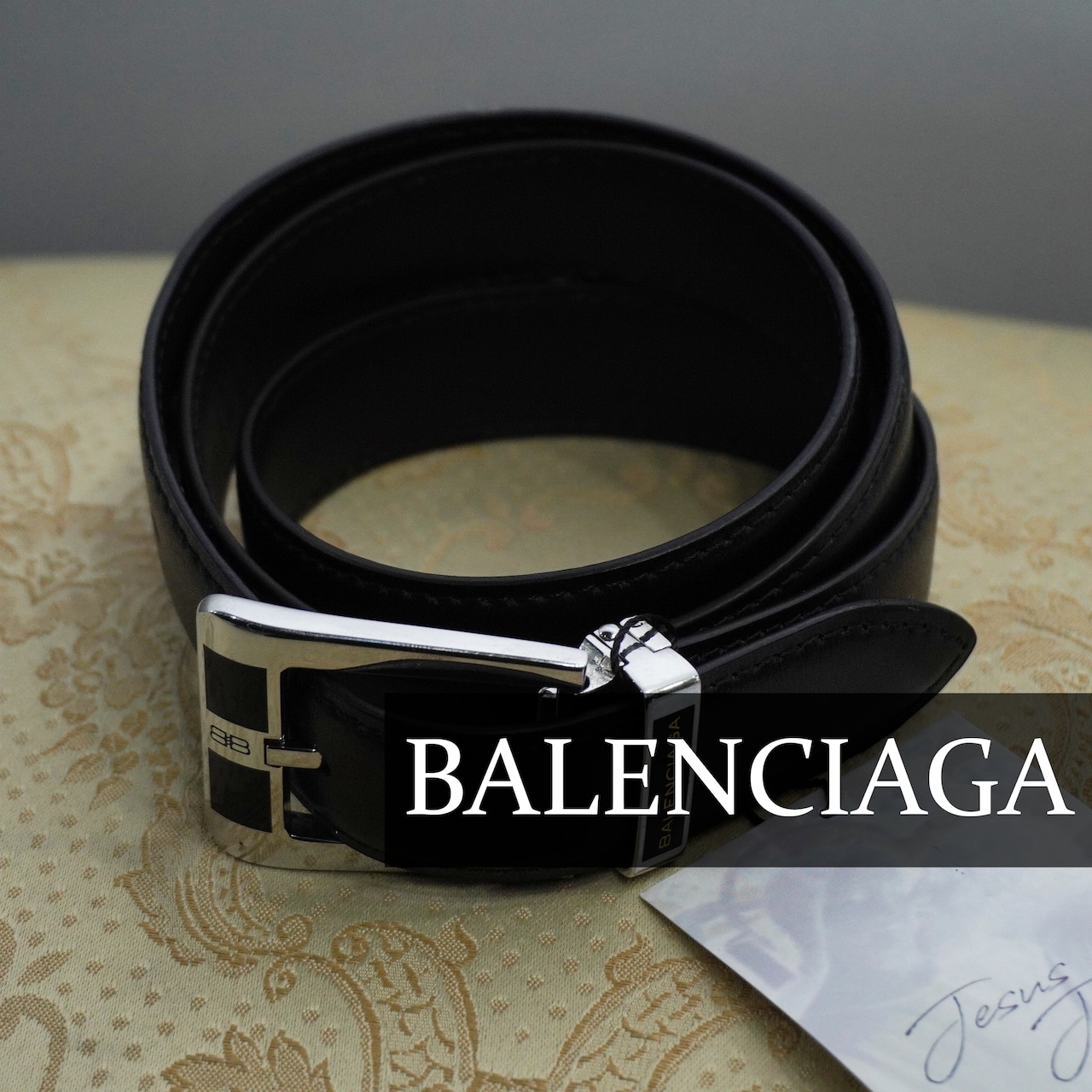 Balenciaga BB ロゴ レザーベルト BALENCIAGA】BBロゴ ブランドロゴ入り ブラックレザーベルト