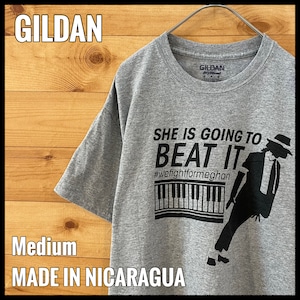 【GILDAN】マイケルジャクソン プリント Tシャツ Michael Jackson シルエット イラスト BEAT IT US古着 アメリカ古着