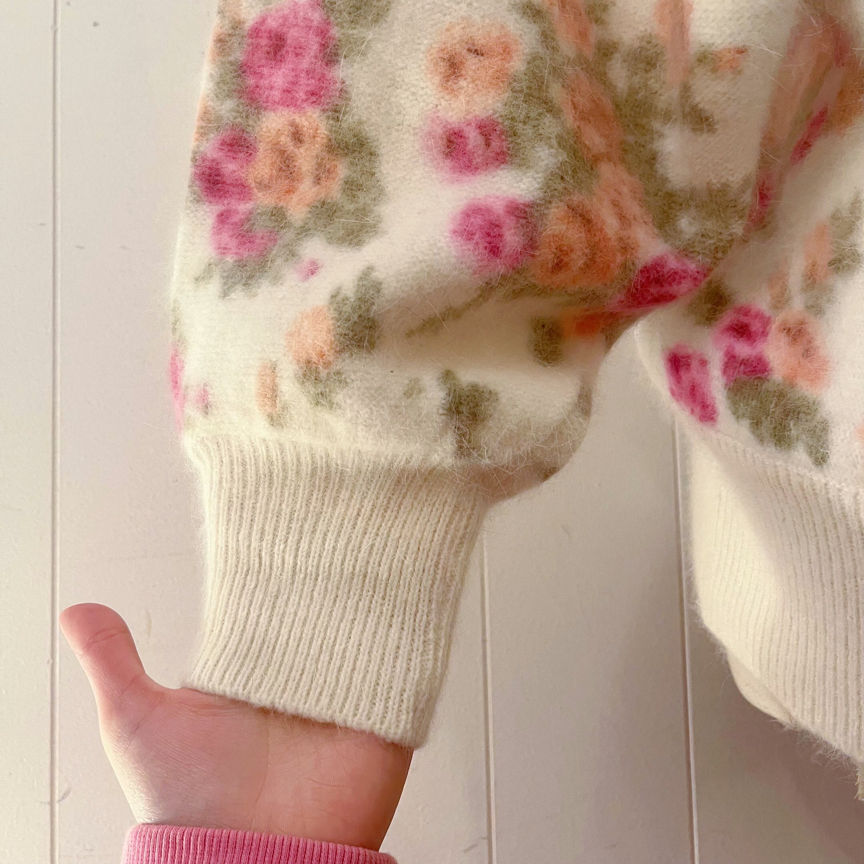 pink rose angora knit sweater