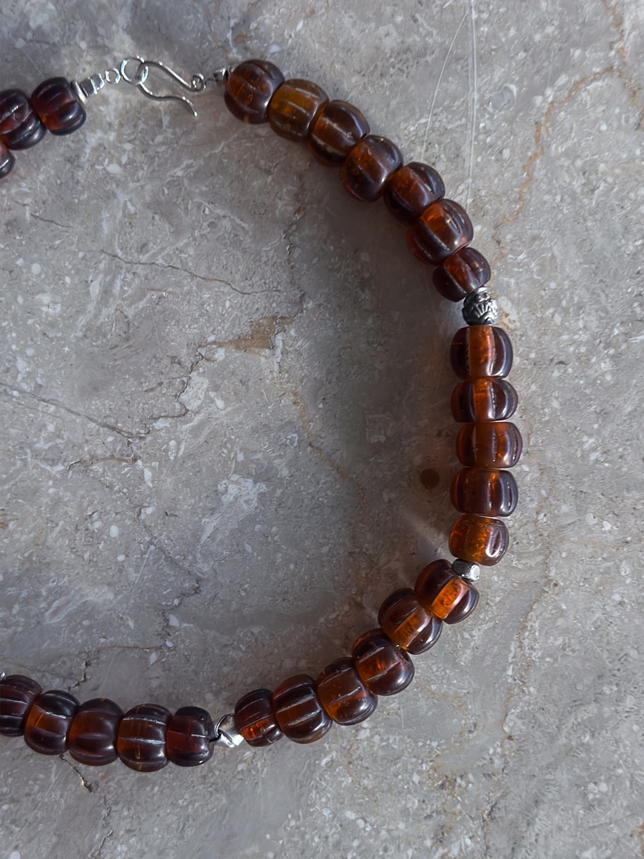 tay Original/Vintage Naga beads & Karen silver beads necklace (Brown)