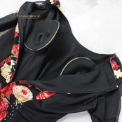 社交ダンス 衣装 prima boutique プリマブティック ドレス スタンダード ブラック系 レッド系 ベージュ系 赤 黒 チョーカー 長袖 レース 花柄 薔薇 バラ キラキラ ラインストーン スタンダードドレス ワンピース パーティドレス ダンスパーティー ステージ衣装 舞台衣装 発表会 付属 透け感 バラ柄 刺繍風 光る 装飾 上品 エレガント ボールルーム 発表会用 演奏会衣装 ロングスリーブ 袖あり フラワーレース