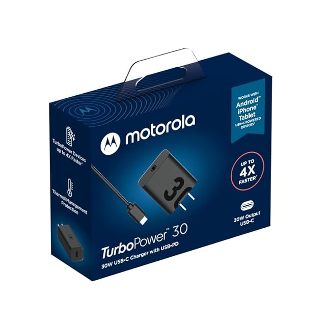 モトローラ 純正ACアダプタ ターボパワーチャージャー30W 1m USB-C to