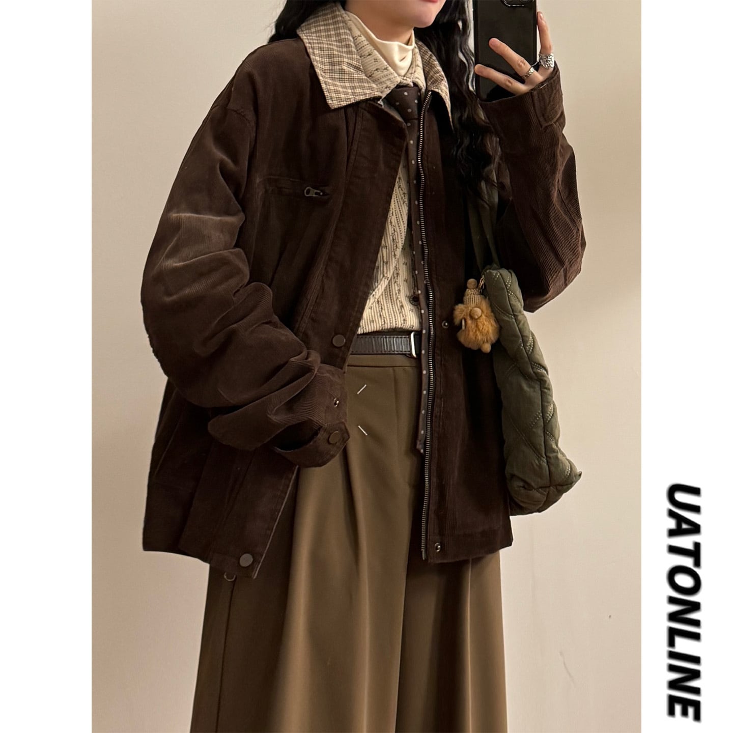 ᕱ切り替え&チェックのコーデュロイジャケット【UATONLINEシリーズ