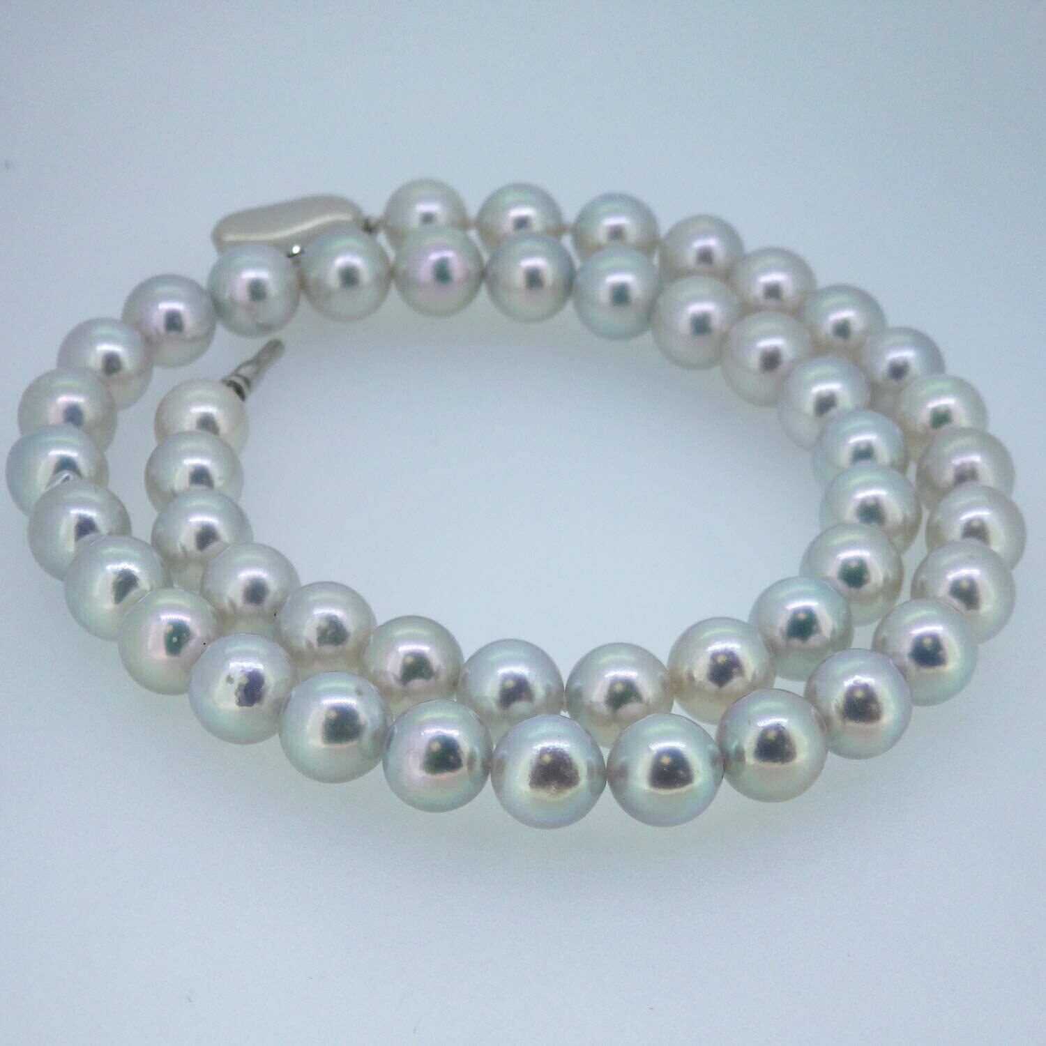 Sv アコヤ真珠ネックレス ナチュラルブルー 冠婚葬祭 仏事 必需品 ケース付き 箱付き Proof 宝石 時計 オプチカルショップ