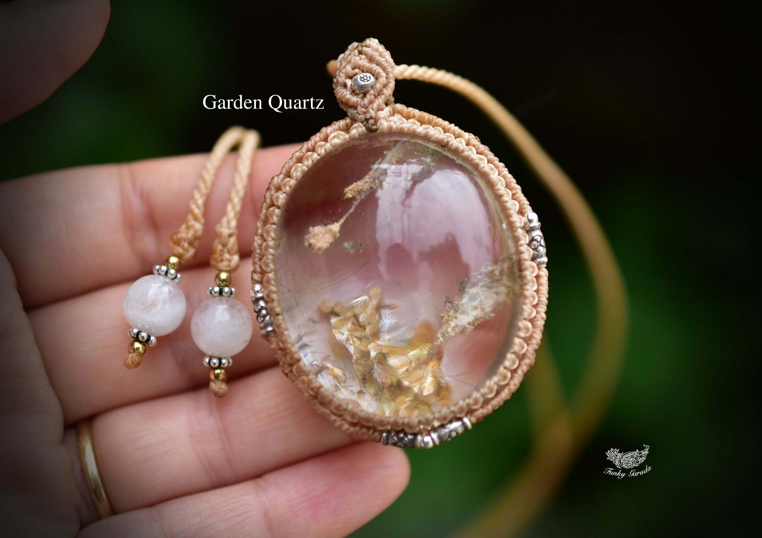 水晶の惑星★大粒★クォーツインクォーツ マクラメペンダント 32