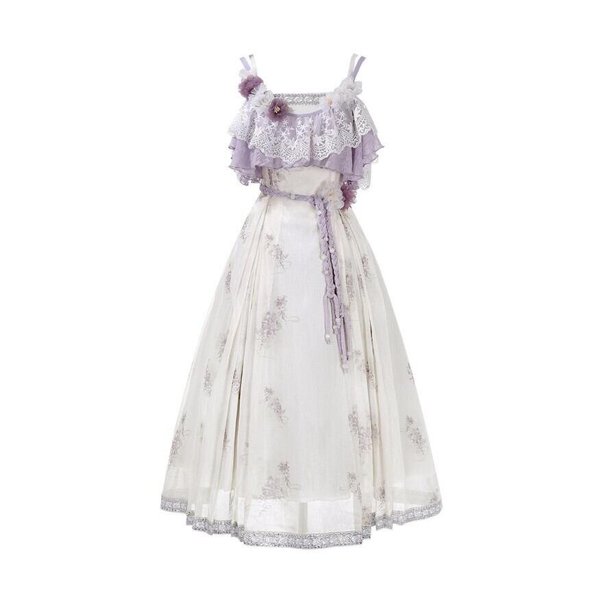 ロリータファッション ラベンダー花柄JSK ケープ付きセット | ロリィタ