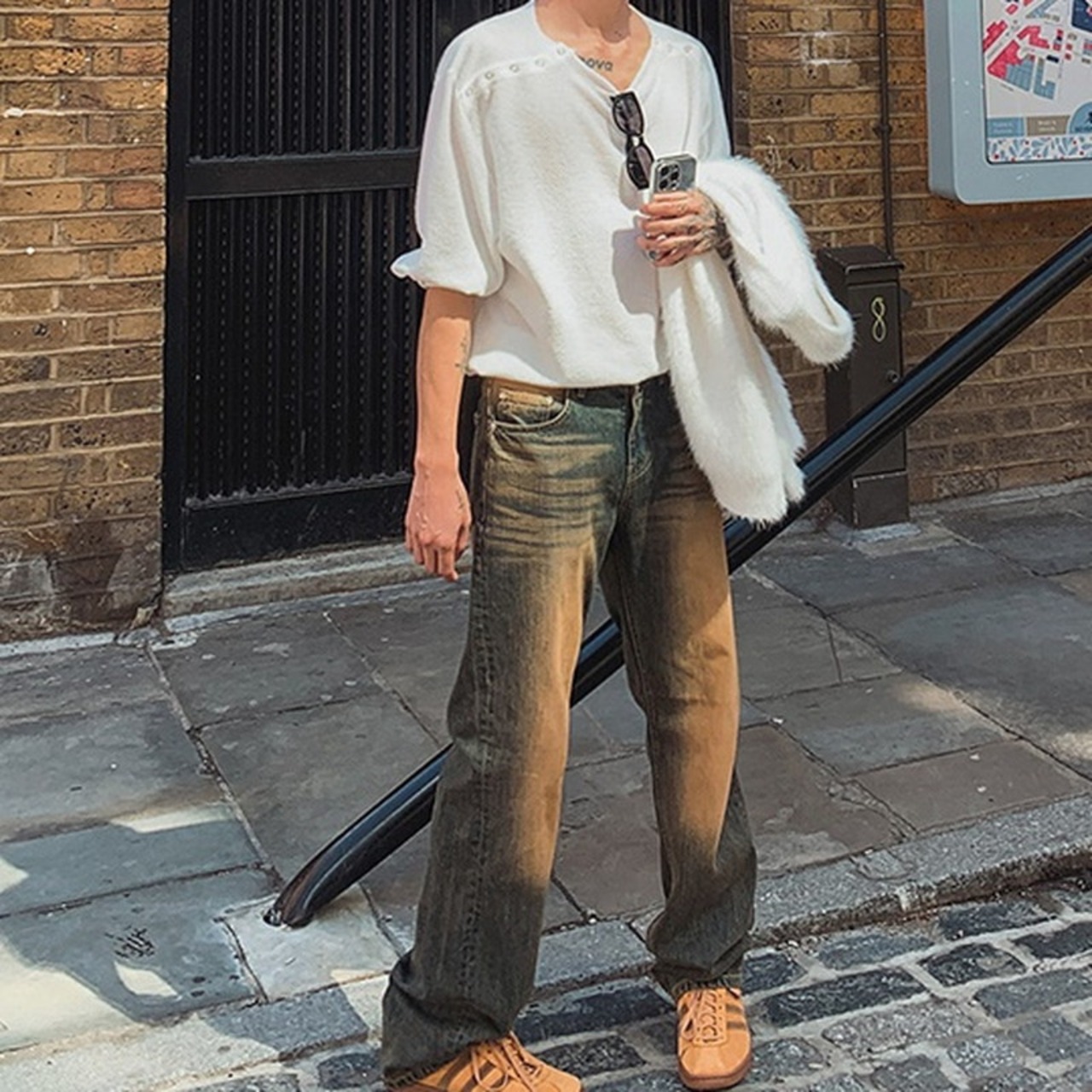 ネックスナップボタンロングTシャツ　991