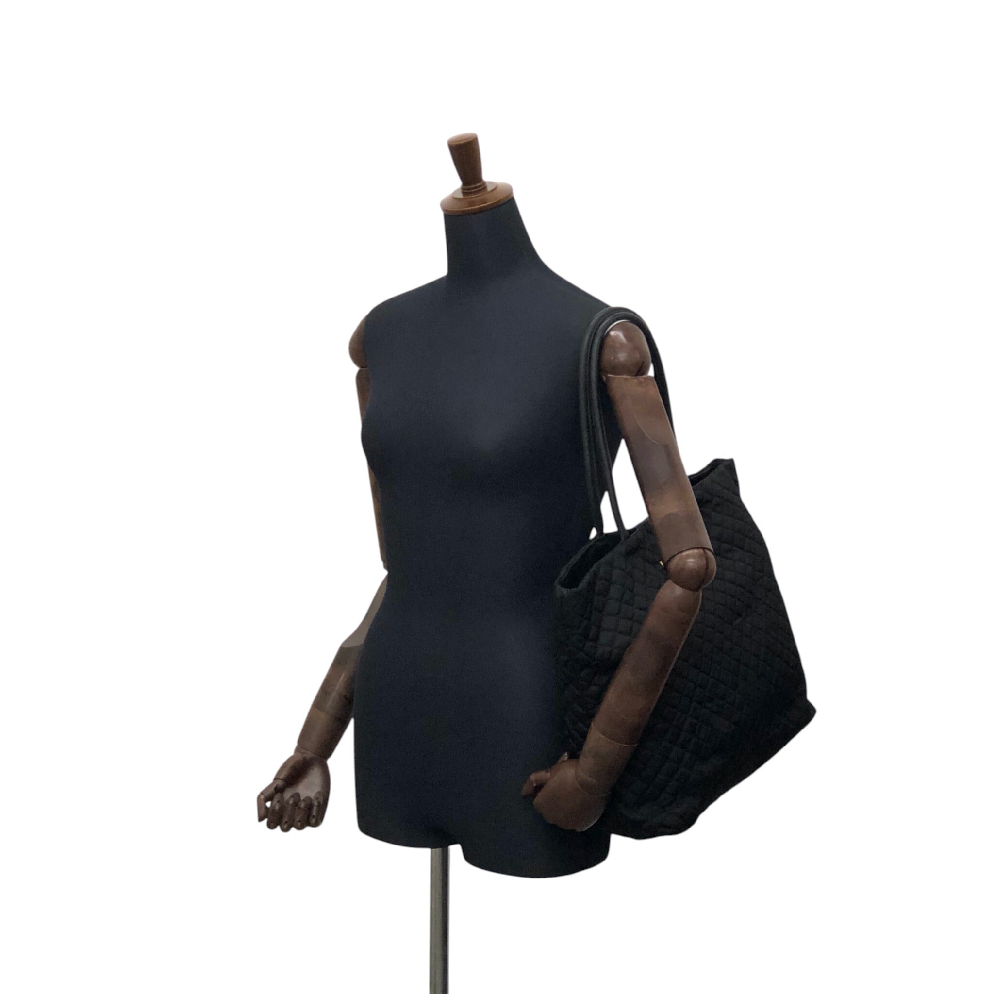 PRADA プラダ ハンドバッグ ブラック ロゴ キルティング トートバッグ