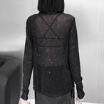 Sparkly mesh high-neck T-shirt (ME131)