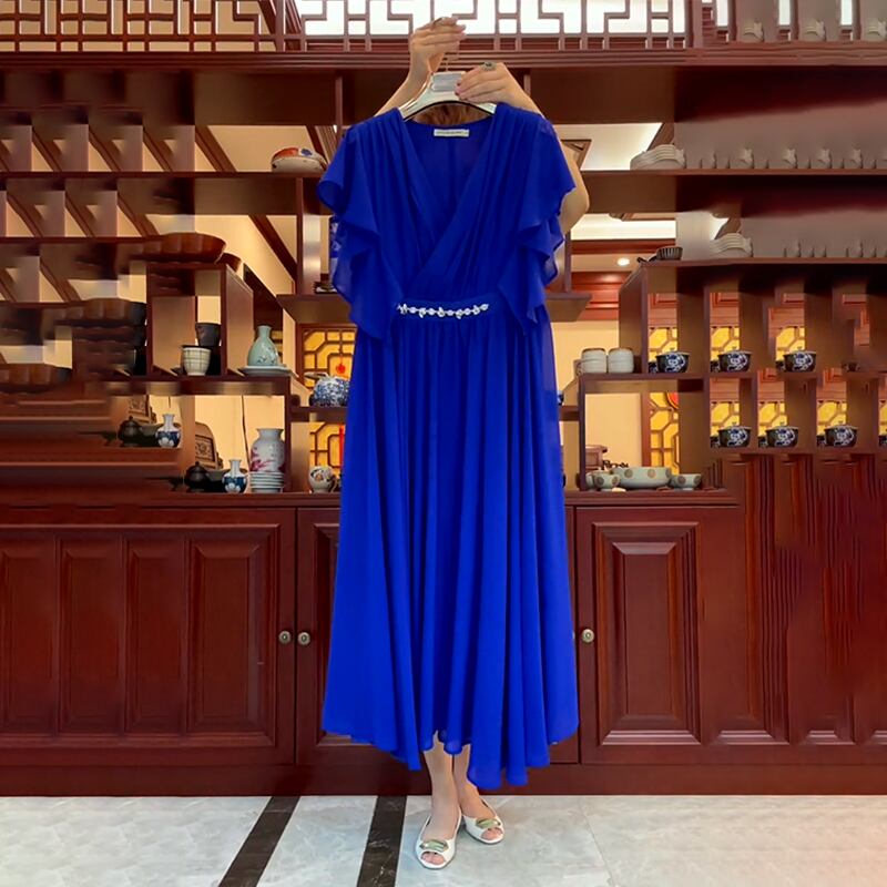 ルーズ薄手シフォンドレス トップス スカート 大きめサイズ ミックスインファッション13194655821