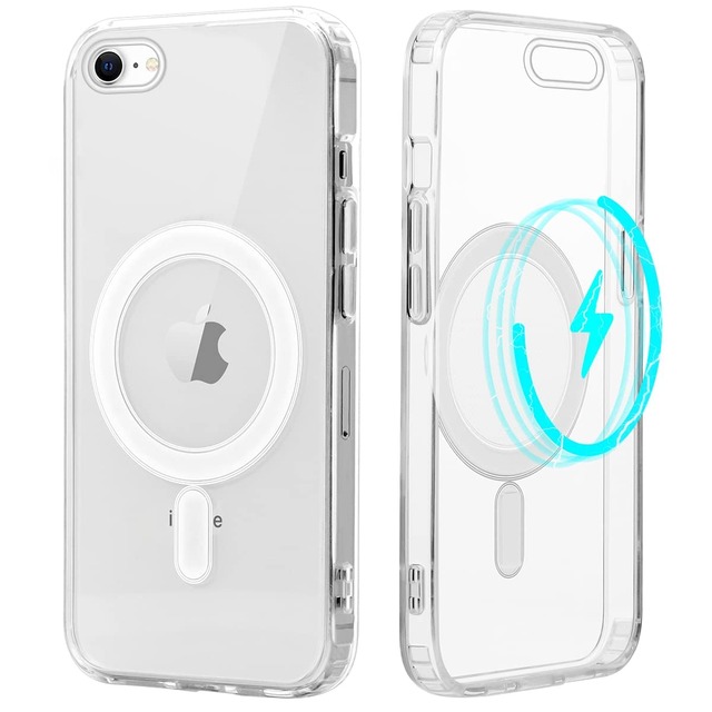 QAZWERT MagSafe対応 iPhoneSE 2020/ (第2/3世代) iPhone8用ケース iPhoneSE 2020/ (第2/3世代)アイフォン8 iPhone7 マグネット搭載 マグセーフ ワイヤレス充電対応 米軍MIL規格 耐衝撃性 ストラップホール付きカバー iPhoneSE3/SE2/SE/8/7-トランスペアレント(Clear)